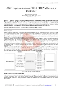 ASIC Implementation of DDR SDRAM Memory Controller