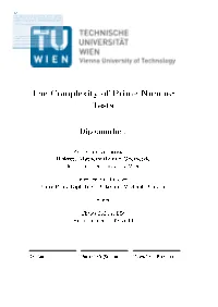 The Complexity of Prime Number Tests