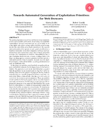 Towards Automated Generation of Exploitation Primitives for Web