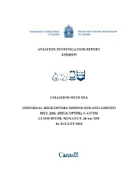 Aviation Investigation Report A10q0133 Collision with Sea