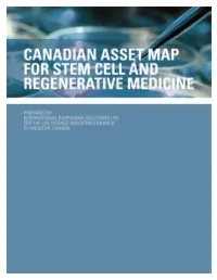 Canadian Asset Map for Stem Cell