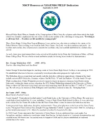 NDCP Honorees at 'LEGENDS FIELD' Dedication September 4, 2015