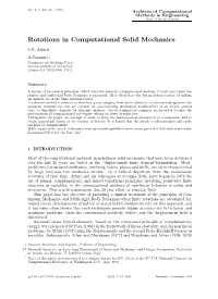Rotations in Computational Solid Mechanics