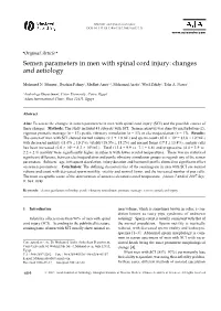 Semen Parameters in Men with Spinal Cord Injury: Changes and Aetiology