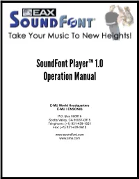 Soundfont Player™ 1.0 Operation Manual