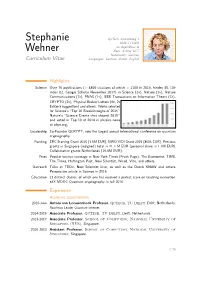 Stephanie Wehner – Curriculum Vitae