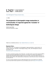 The Progression of Photographic Image Manipulation in Communication: an Argument Against the "Revolution" of Technological Change
