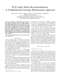 TLS Cipher Suites Recommendations: a Combinatorial Coverage Measurement Approach