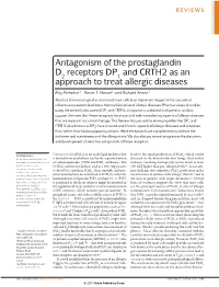 Antagonism of the Prostaglandin D Receptors DP and CRTH2 As An