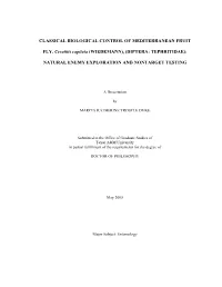 Classical Biological Control of Mediterranean Fruit
