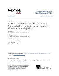 Gait Variability Patterns Are Altered in Healthy Young Individuals During the Acute Reperfusion Phase of Ischemia-Reperfusion Sara A