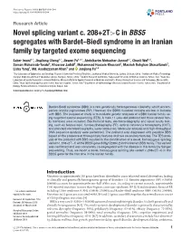 Novel Splicing Variant C. 208+2T&gt;C in BBS5 Segregates with Bardet–Biedl