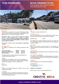 RETAIL PREMISES to LET 36 Birmingham Road, Sutton Coldfield, West Midlands, B72 1QG