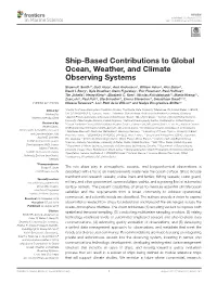 Ship-Based Contributions to Global Ocean, Weather, and Climate Observing Systems