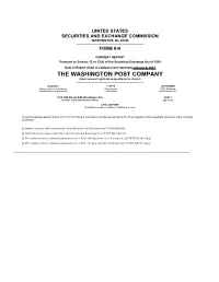 THE WASHINGTON POST COMPANY (Exact Name of Registrant As Specified in Its Charter)