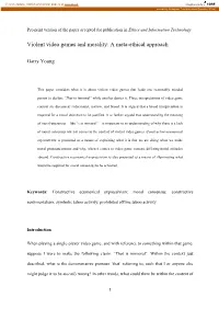 Violent Video Games and Morality: a Meta-Ethical Approach