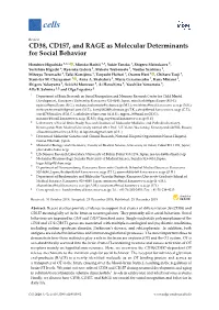 CD38, CD157, and RAGE As Molecular Determinants for Social Behavior