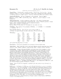 Euxenite-(Y) (Y, Ca, Ce, U, Th)(Nb, Ta, Ti)2O6 C 2001-2005 Mineral Data Publishing, Version 1 Crystal Data: Orthorhombic; Typically Metamict