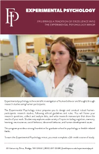 Experimental Psychology Program Sheet
