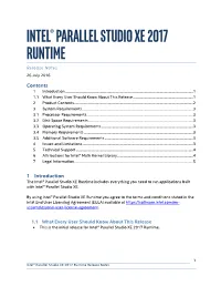 Intel® Parallel Studio Xe 2017 Runtime