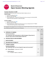 Open Session Meeting Agenda