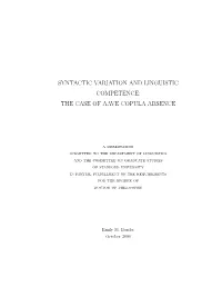 Syntactic Variation and Linguistic Competence: the Case of Aave Copula Absence