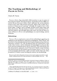 The Teaching and Methodology of Pacem in Terris