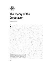The Theory of the Corporation by Norman Barry