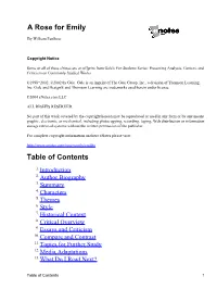 A Rose for Emily Table of Contents