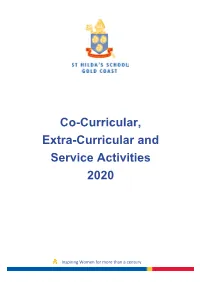 Co-Curricular, Extra-Curricular and Service Activities 2020