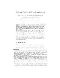 Oblivious Parallel RAM and Applications