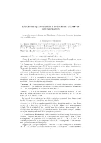 SYMPLECTIC GEOMETRY and MECHANICS a Useful Reference Is