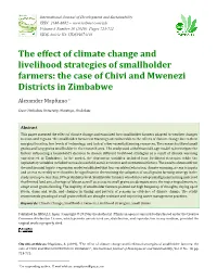 The Effect of Climate Change and Livelihood Strategies of Smallholder Farmers: the Case of Chivi and Mwenezi Districts in Zimbabwe