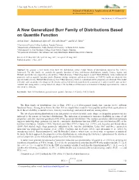 A New Generalized Burr Family of Distributions Based on Quantile Function -.:: Natural Sciences Publishing