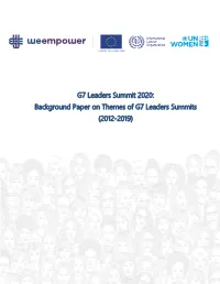 G7 Leaders Summit 2020: Background Paper on Themes of G7 Leaders Summits (2012-2019)
