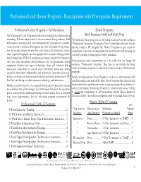 Professional and Honor Program - Descriptions with Prerequisite Requirements
