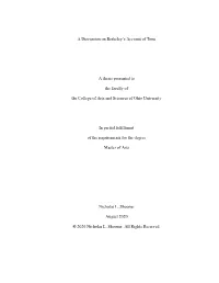 A Discussion on Berkeley's Account of Time a Thesis Presented to The