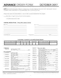Advance Order Form October 2017