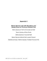 Appendix 3 Marine Spcies Lists
