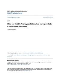 China and the USA: an Analysis of Intercultural Training Methods in the Corporate Environment