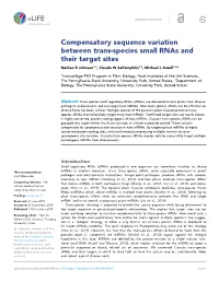 Compensatory Sequence Variation Between Trans-Species Small Rnas and Their Target Sites Nathan R Johnson1,2, Claude W Depamphilis1,2, Michael J Axtell1,2*
