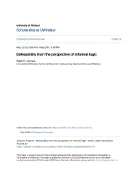 Defeasibility from the Perspective of Informal Logic