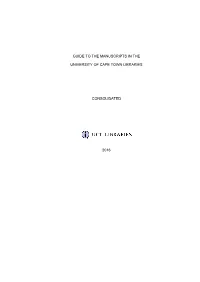 Guide to the Manuscripts in the University of Cape Town Libraries Consolidated 2016