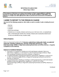 Illness Reporting Log for Temporary Events and Volunteers