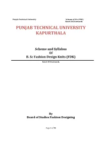 Scheme and Syllabus of B. Sc Fashion Design Knits (FDK)