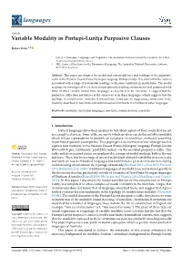Variable Modality in Pintupi-Luritja Purposive Clauses