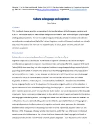 Culture in Language and Cognition