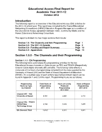 Educational Access Final Report for Academic Year 2011-12 October 2012