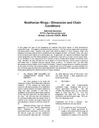 Noetherian Rings—Dimension and Chain Conditions