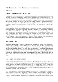 Table Tennis Strokes: Power, Rhythm and Speed Combinations